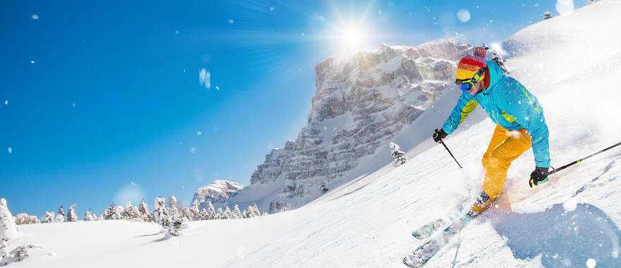 Skiing in the Dolomites, Italy