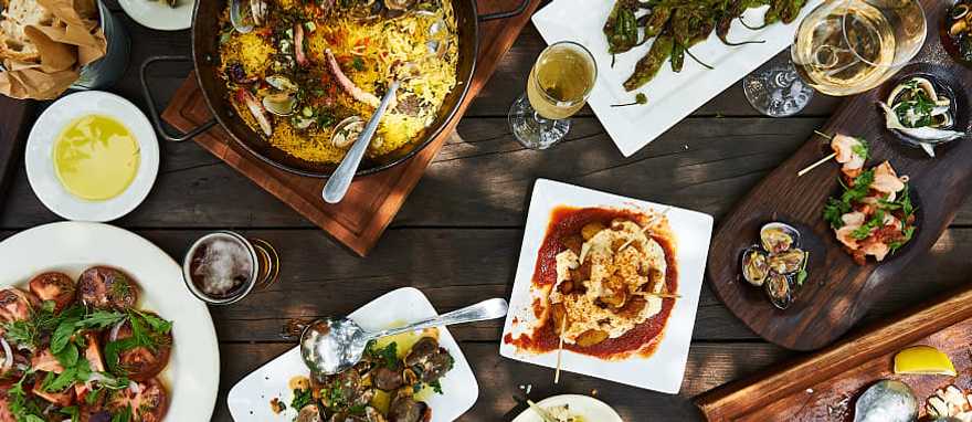 Famous tapas and paella dish in Barcelona, Spain Famous tapas and paella dish in Barcelona, Spain