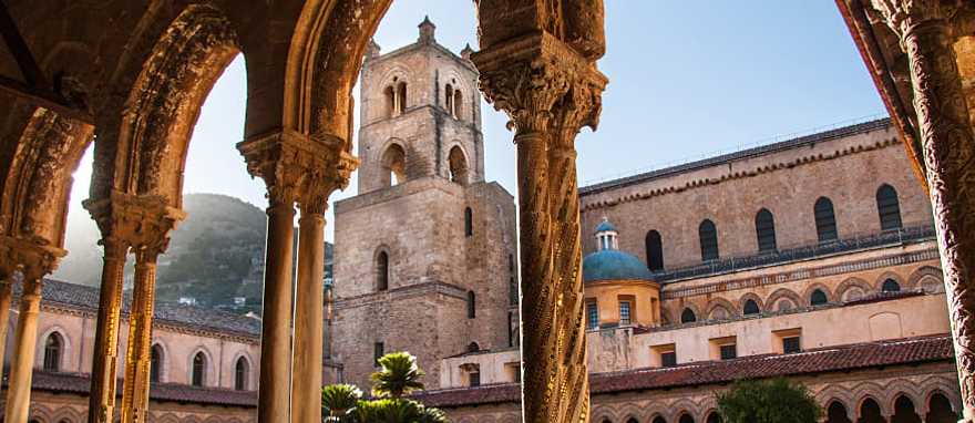 The courtyard of the famous Cathedral of Monreale in Sicily The courtyard of the famous Cathedral of Monreale in Sicily