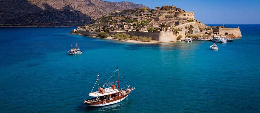 Highlights of the Aegean: A Family Greece Vacation Ruins on Spinalonga Island, in the Gulf of Elounda in north-eastern Crete, Greece