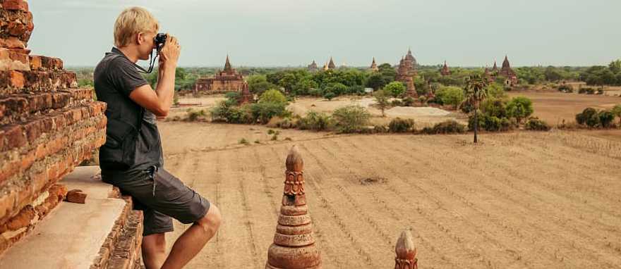 Photographer at Temples of Bagan in Myanmar Photographer at Temples of Bagan in Myanmar