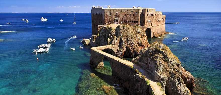 Abandoned Fortress and Lighthouse on Berlenga Grande Island, Berlenga Nature Reserve, Portugal Abandoned Fortress and Lighthouse on Berlenga Grande Island, Berlenga Nature Reserve, Portugal