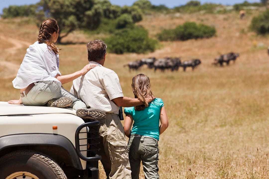 Family on a Safari in South Africa.