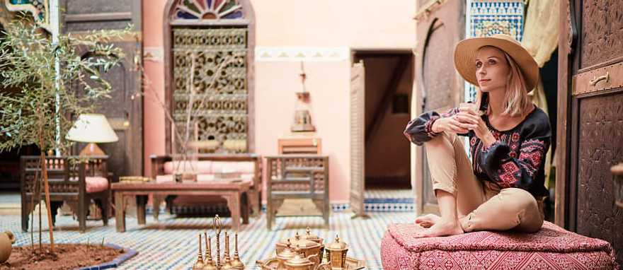 Moroccan riad interior in Marrakech Moroccan riad interior in Marrakech