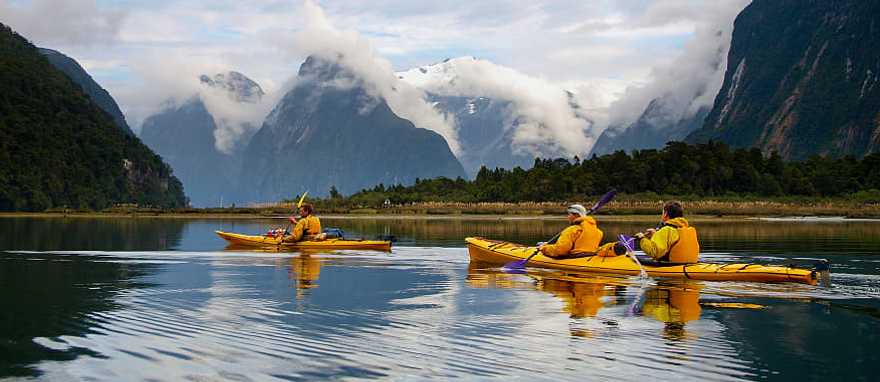 Sea Kayak on Milford Sound in New Zealand Sea Kayak on Milford Sound in New Zealand