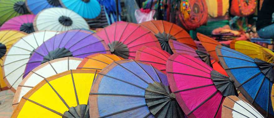 Colorful umbrellas at the market in Cambodia Colorful umbrellas at the market in Cambodia