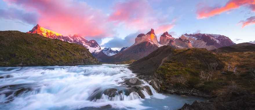 Salto Grande waterfall in Torres del Paine National Park, Chile Salto Grande waterfall in Torres del Paine National Park, Chile
