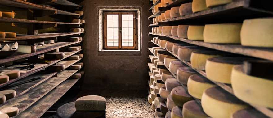 Alpine hut in Italy Alpine hut in Italy that produces and sells artisan cheese