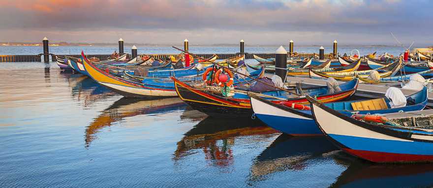 Colorful boats in Aveiro, Portugal Colorful boats in Aveiro, Portugal