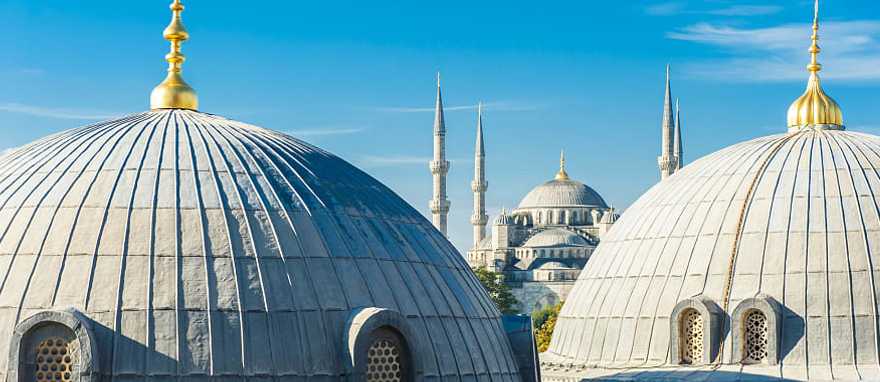 Blue Mosque and cupolas seen from Hagia Sophia in Istanbul, Turkey Blue Mosque and cupolas seen from Hagia Sophia in Istanbul, Turkey