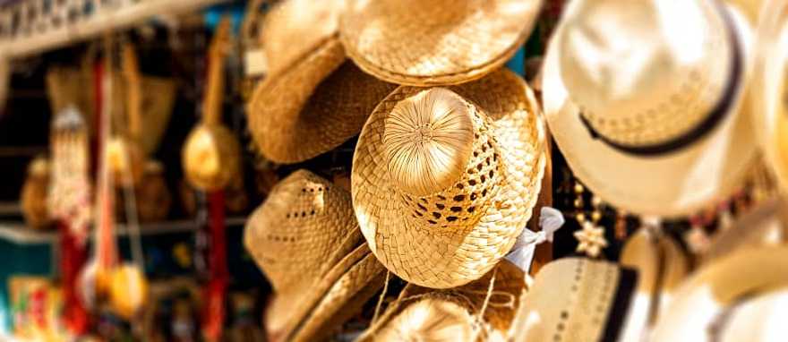 Hats and souvenirs in the street market Hats and souvenirs in the street market