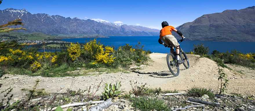 Mountain biking in Queenstown, New Zealand Mountain biking in Queenstown, New Zealand