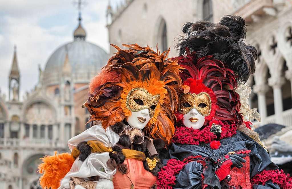 Venice, Italy Masked revelers at Carnival in Venice, Italy