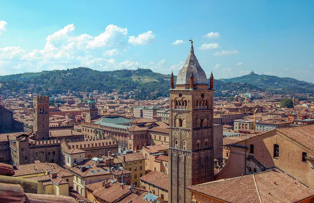 Bologna, Italy. Photo courtesy of Comune di Bologna The city and surrounding hills of Bologna, Italy